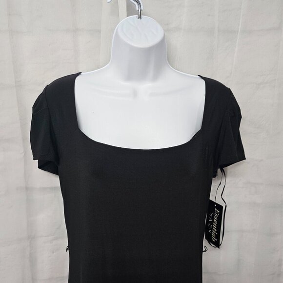 NWT Essentials A.B.S. Black Minimalist Goth Dress Shift Coquette M - Picture 2 of 13